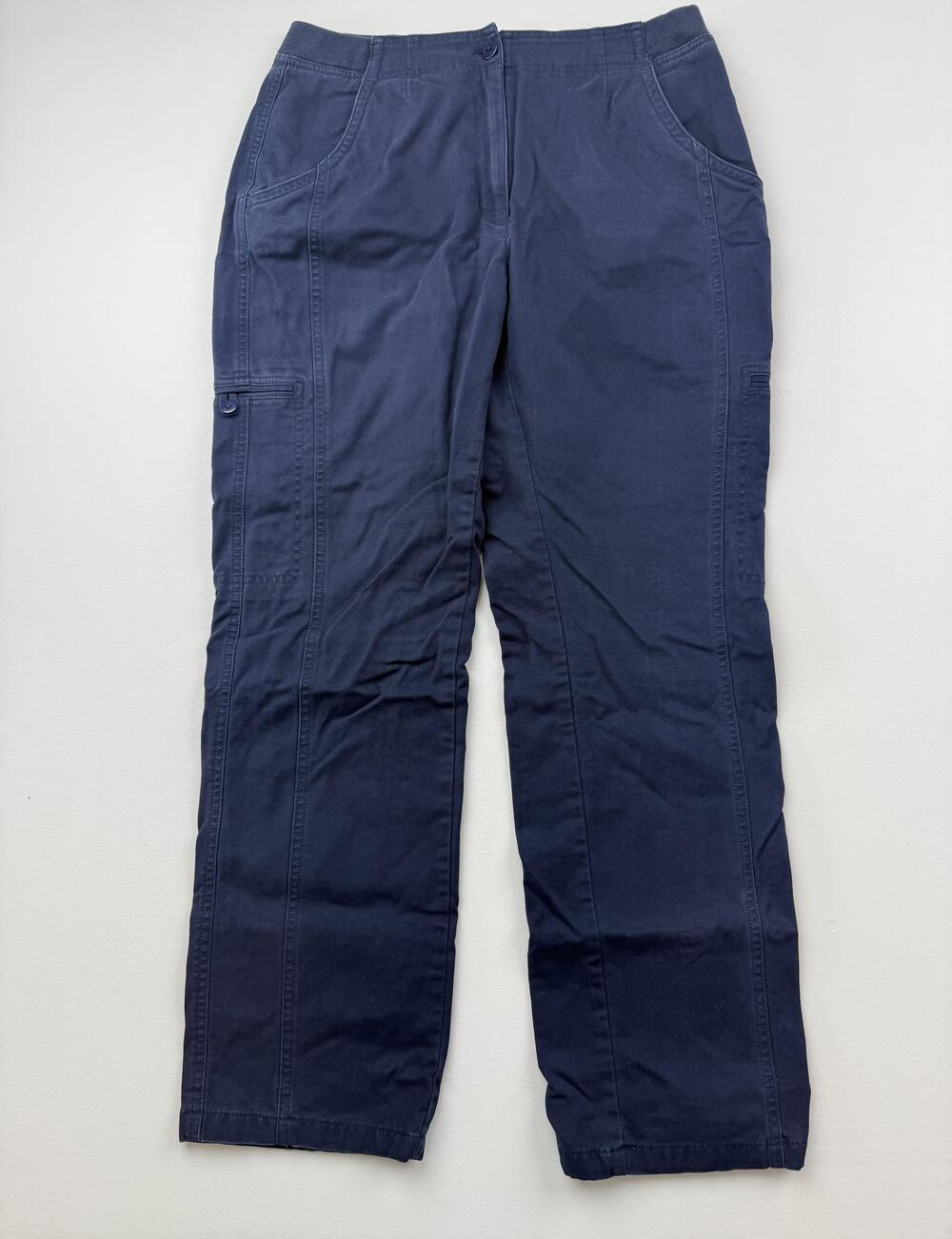 L.L. Bean Pants Womens 12 Blue Twill Cargo Classic Fit Casual Outdoor Pockets